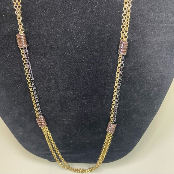Dana Buchman Long Gold and Black Multi-Strand Chain Necklace - Picture 2 of 6